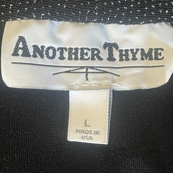 Another Thyme Sparkle Metallic Black Dressy Top Blouse Cap Sleeves, size Large - Picture 6 of 7